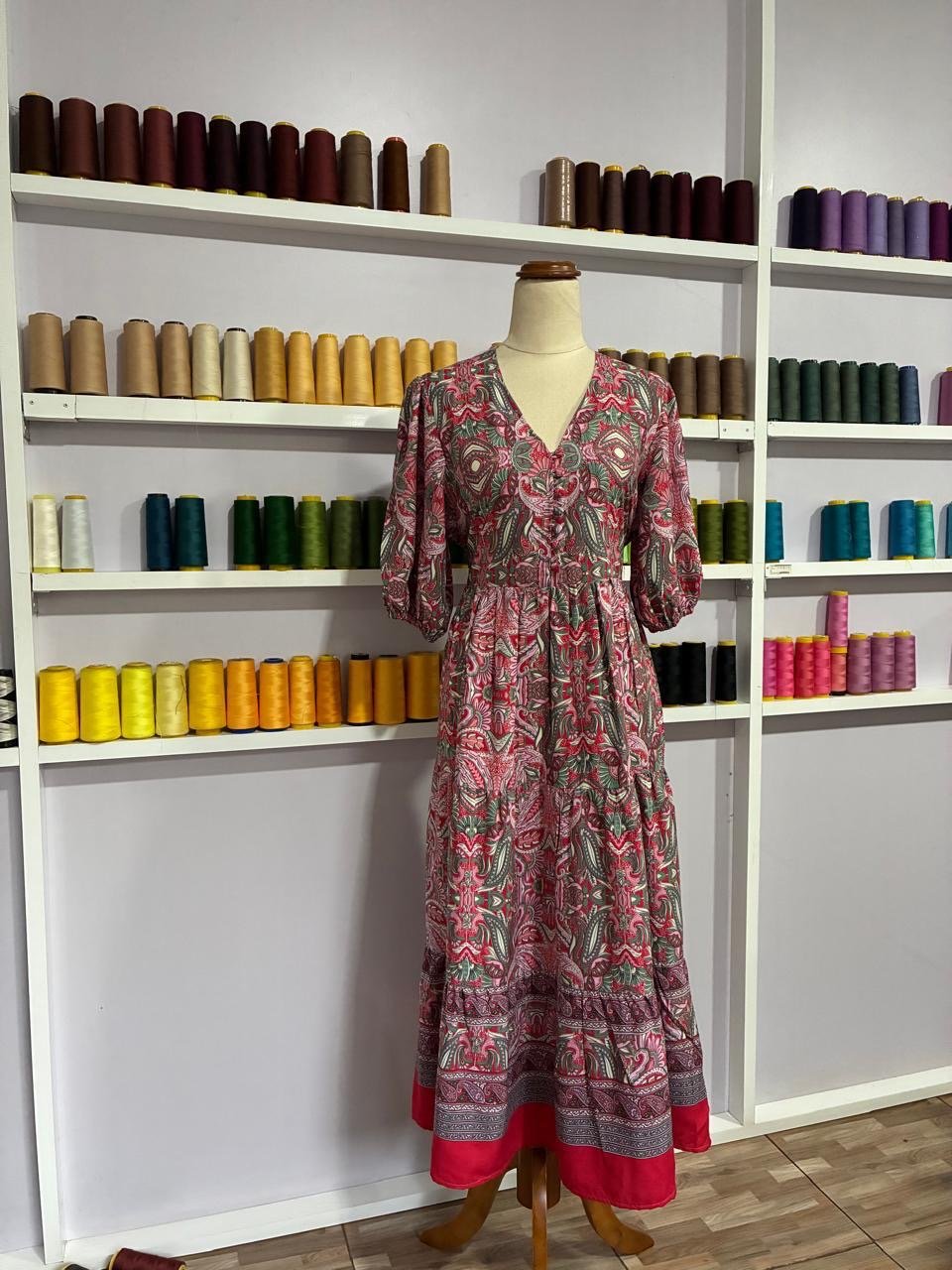 Burgundy Paisley Maxi Dress